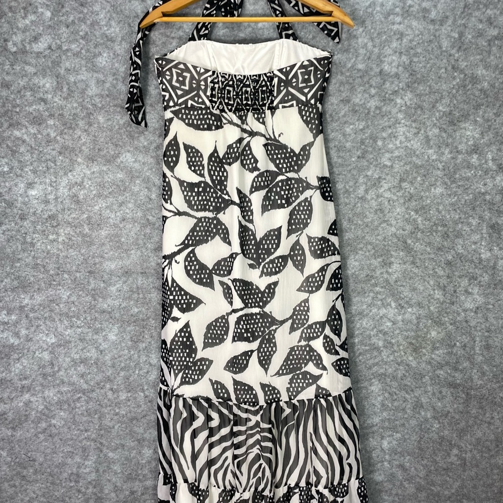 White House Black Market Dress Womens 0 Black Patchwork Halter Maxi Chiffon - Picture 7 of 11